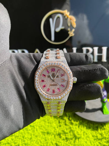 PJ AP VVS Diamonds Luxurious Vintage Rare Black Dial Stainless Steel Fully Iced Out Moissanite Watch Hip Hop Lovers Dream