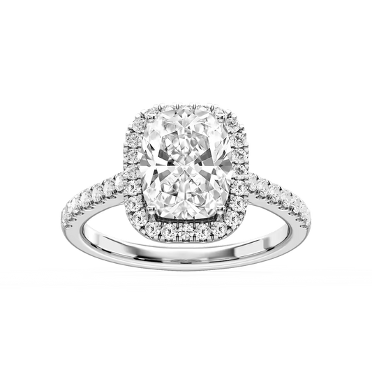 Daniela Antique Elongated Cushion Lab Grown Diamond Halo Engagement Ring
