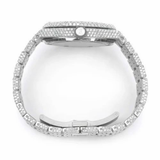 PJ AP Mens Moissanite Watch Silver Tone Full Diamond Octagon Case Pave Setting Iced Watch Luxury Integrated Bracelet Monochromatic