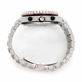 PJ AP Mens Moissanite Watch Two Tone Rose Gold Chronograph Full Diamond Pave Setting Iced Watch Luxury Sport Diamond Bezel