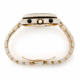 PJ APMens Moissanite Watch Yellow Gold Chronograph Full Diamond Octagon Case Black Accent Pave Setting Iced Watch Luxury Sport