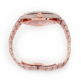 PJ AP Mens Moissanite Watch Rose Gold Exposed Movement Full Diamond Octagon Case Pave Setting Iced Watch Luxury Integrated Bracelet