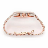 PJ AP Mens Moissanite Watch Rose Gold Chronograph White Dial Full Diamond Pave Setting Iced Watch Luxury Sport Octagonal