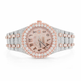 PJ AP Mens Moissanite Watch Two Tone Rose Gold Arabic Numerals Full Diamond Octagon Case Pave Setting Iced Watch Luxury