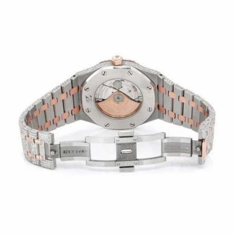 PJ AP Mens Moissanite Watch Two Tone Rose Gold Arabic Numerals Full Diamond Octagon Case Pave Setting Iced Watch Luxury