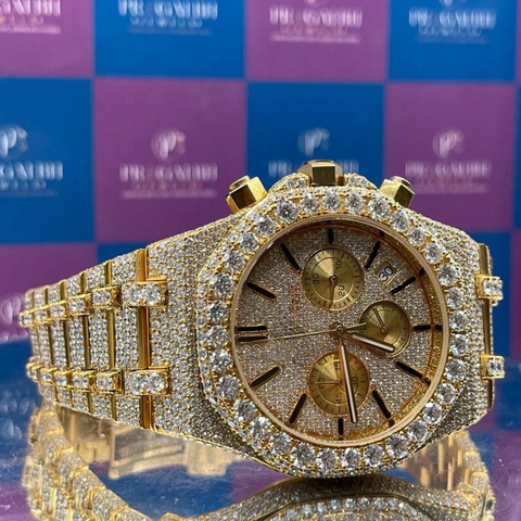 PJ AP Moissanite Diamond VVS Hip-hop Watch Stainless Steel Handmade Setting Luxury With Handmade Diamond Setting