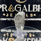 PJ Patek Philippe Iced-Out Moissanite Watch Hip Hop Men's Crystal Watch Stainless Steel Quartz Analog Bracelet Wristwatch