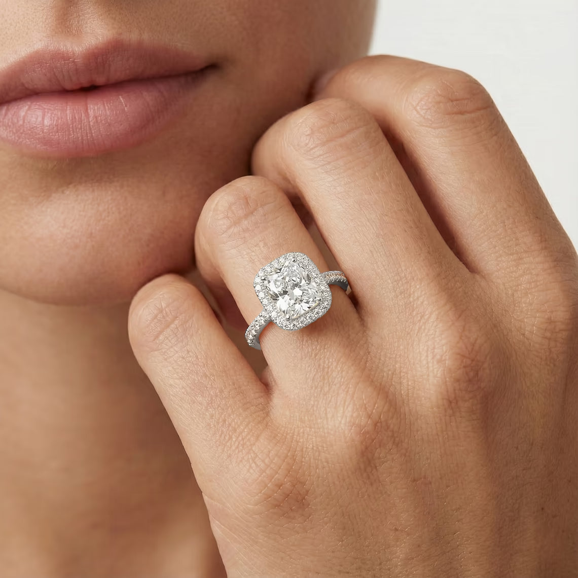 Daniela Antique Elongated Cushion Lab Grown Diamond Halo Engagement Ring