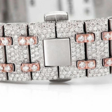 PJ VVS Mens Moissanite Watch Two Tone Rose Gold Chronograph Arabic Numerals Full Diamond Pave Setting Iced Watch Luxury Sport Octagonal