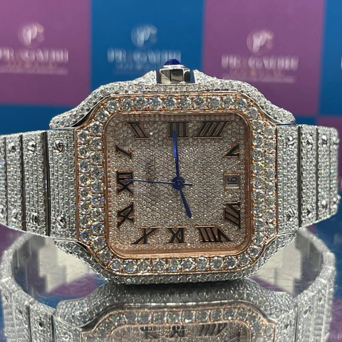 Men's Stainless Steel Branded Iced Out Moissanite Chronological Hip Hop Watch Wholesale Price