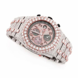 PJ AP Mens Moissanite Watch Two Tone Rose Gold Chronograph Full Diamond Pave Setting Iced Watch Luxury Sport Octagonal Integrated Bracelet