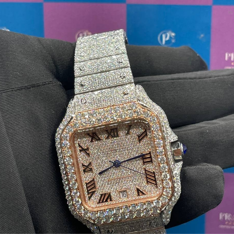 Men's Stainless Steel Branded Iced Out Moissanite Chronological Hip Hop Watch Wholesale Price