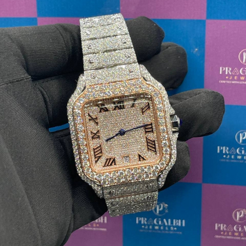 PJ Custom VVS Moissanite Diamond Watch Iced Out Luxury Hip Hop Unisex Timepiece Full Diamond Test Passed Free Delivery