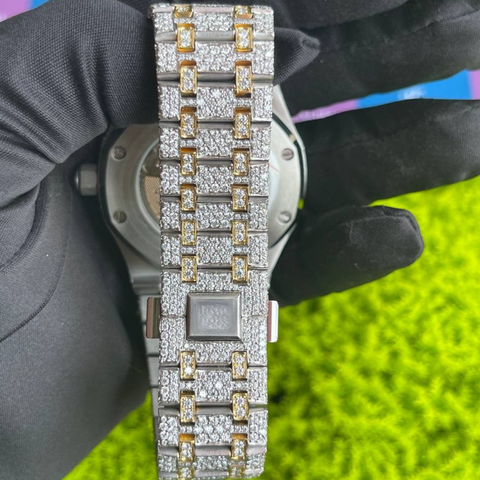 PJ AP Men's Stainless Steel Hip Hop Bust Down Iced Out Moissanite Watch Bestselling Wholesale Price and Free Shipping