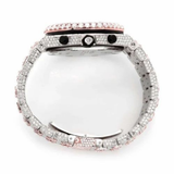 PJ AP Mens Moissanite Watch Two Tone Rose Gold Chronograph Full Diamond Pave Setting Iced Watch Luxury Sport Octagonal Integrated Bracelet