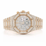 PJ APMens Moissanite Watch Yellow Gold Octagonal Chronograph Full Diamond Pave Setting Iced Watch Luxury Sport Integrated Bracelet