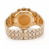 PJ APMens Moissanite Watch Yellow Gold Octagonal Chronograph Full Diamond Pave Setting Iced Watch Luxury Sport Integrated Bracelet