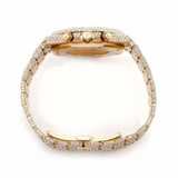 PJ APMens Moissanite Watch Yellow Gold Octagonal Chronograph Full Diamond Pave Setting Iced Watch Luxury Sport Integrated Bracelet