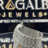 PJ Patek Philippe Iced-Out Moissanite Watch Hip Hop Men's Crystal Watch Stainless Steel Quartz Analog Bracelet Wristwatch