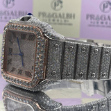 PJ Men's Stainless Steel  C*R**ER Branded Iced Out Moissanite Chronological Hip Hop Watch Wholesale Price