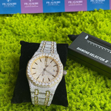 PJ AP Men's Stainless Steel Hip Hop Bust Down Iced Out Moissanite Watch Bestselling Wholesale Price and Free Shipping