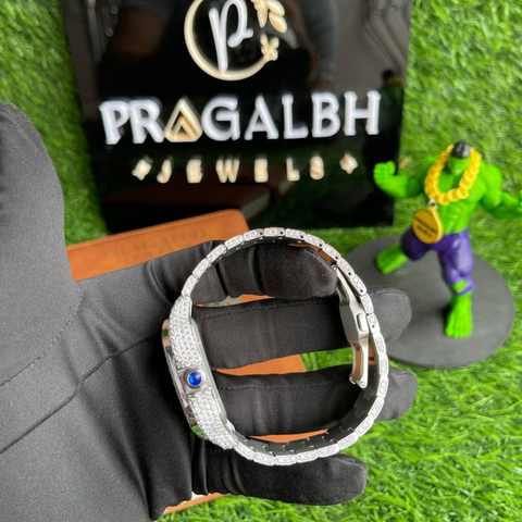 Hip Hop Style Meets Luxury with Our Certified Full Iced Out Diamonds Stainless Steel Moissanite Watch