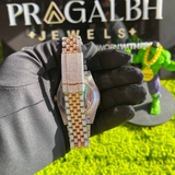 PJ R*L*X The Full Frost Date Watch - Two-Tone Rose Gold - Luxury Iced Jewelry