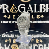 PJ Patek Philippe Iced-Out Moissanite Watch Hip Hop Men's Crystal Watch Stainless Steel Quartz Analog Bracelet Wristwatch