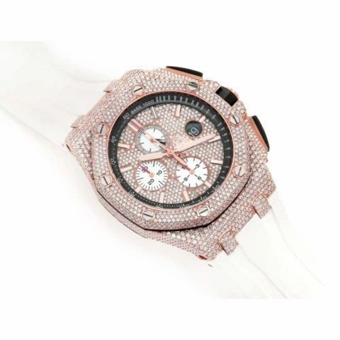 PJ VVS Moissanite Diamond AP Hip-hop Watch Stainless Steel Handmade Setting Luxury Huge Dial With Test Passed Moissanite Watch