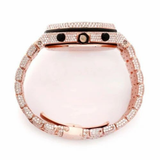 PJ APMens Moissanite Watch Rose Gold Chronograph Pink Dial Full Diamond Pave Setting Iced Watch Luxury Sport Octagonal