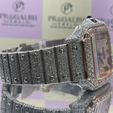 PJ Men's Stainless Steel  C*R**ER Branded Iced Out Moissanite Chronological Hip Hop Watch Wholesale Price