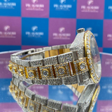 R*L*X Two-Tone Iced Out Watch - Gold/Silver Pave Roman Dial & Date