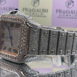 PJ Men's Stainless Steel  C*R**ER Branded Iced Out Moissanite Chronological Hip Hop Watch Wholesale Price