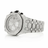 PJ AP Mens Moissanite Watch Silver Tone Octagonal Chronograph Full Diamond Pave Setting Iced Watch Luxury Sport Integrated Bracelet