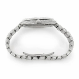 PJ AP Mens Moissanite Watch Silver Tone Exposed Movement Baguette Diamond Octagon Case Full Pave Setting Iced Watch Luxury