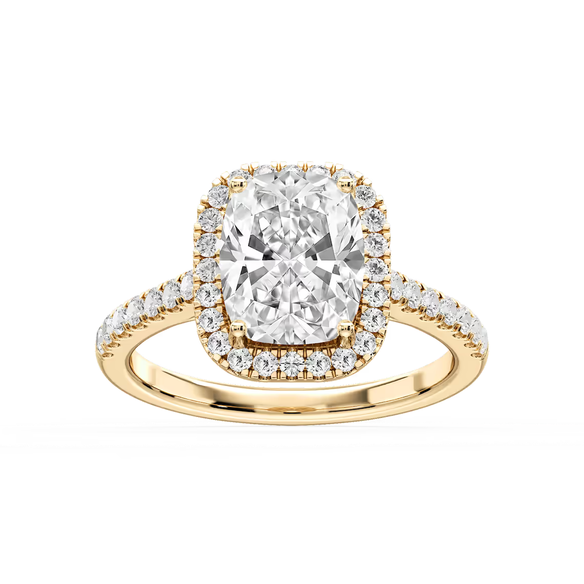 Daniela Antique Elongated Cushion Lab Grown Diamond Halo Engagement Ring