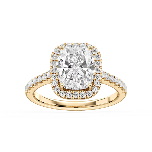 Daniela Antique Elongated Cushion Lab Grown Diamond Halo Engagement Ring