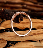Diamond / Lab Grown Cluster Ring in Rose Gold – Sparkling Vintage Matching Wedding Band – Elegant Half Eternity Jewelry