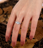 Vintage Lab Grown engagement ring | art deco white gold Round shape ring| leaf diamond ring unique marquise twist Anniversary ring