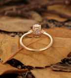 Custom Jewelry/ 6x8mm Oval Cut Engagement Ring/ Prong Set Wedding Ring/ Cluster Ring/ 14K Rose Gold Ring/ Personalized Handcrafted Ring