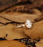 Custom Jewelry/ 6x8mm Oval Cut Engagement Ring/ Prong Set Wedding Ring/ Cluster Ring/ 14K Rose Gold Ring/ Personalized Handcrafted Ring