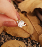 Custom Jewelry/ 6x8mm Oval Cut Engagement Ring/ Prong Set Wedding Ring/ Cluster Ring/ 14K Rose Gold Ring/ Personalized Handcrafted Ring