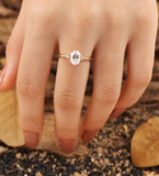 Custom Jewelry/ 6x8mm Oval Cut Engagement Ring/ Prong Set Wedding Ring/ Cluster Ring/ 14K Rose Gold Ring/ Personalized Handcrafted Ring