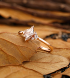 Triangle Lab Grown engagement ring art deco cluster Lab Grown rose gold ring round diamond ring unique ring Anniversary ring