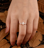 Custom Jewelry/ 6x8mm Oval Cut Engagement Ring/ Prong Set Wedding Ring/ Cluster Ring/ 14K Rose Gold Ring/ Personalized Handcrafted Ring