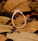 Art deco Lab Grown engagement ring Round ring vintage rose gold wedding ring antique halo Diamond ring Unique Anniversary promise ring