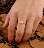 Art deco Lab Grown engagement ring Round ring vintage rose gold wedding ring antique halo Diamond ring Unique Anniversary promise ring