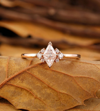 Triangle Lab Grown engagement ring art deco cluster Lab Grown rose gold ring round diamond ring unique ring Anniversary ring