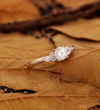 Vintage Oval Lab Grown Engagement Ring - Unique Rose Gold Diamond Wedding Ring - Cluster Promise Wedding Ring