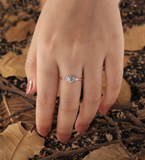 Vintage Oval Lab Grown Engagement Ring - Unique Rose Gold Diamond Wedding Ring - Cluster Promise Wedding Ring